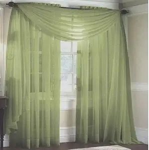 MONAGIFTS SAGE GREEN Scarf Voile Window Panel Solid sheer valance curtains 216