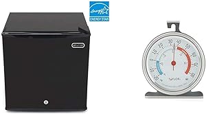 Whynter CUF-110B Energy Star 1.1 cubic feet Upright Freezer Stainless Steel door with Security Lock with Reversible Door - Black & Taylor Classic Series Large Dial Fridge/Freezer Thermometer