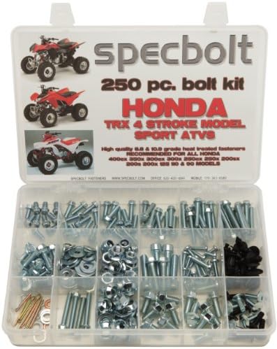 Specbolt Fasteners 250pc Maintenance Restoration OE Spec Motorcycle Bolt Kit for Honda 400EX 250EX Quad TRX400EX TRX250X ATC TRX 350x 300ex 300x 250ex 250x 200sx 200s 200x 125cc 110cc TRX90