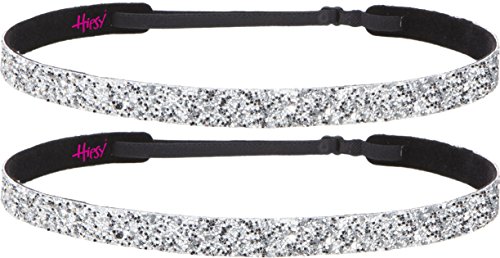 Hipsy 2pk Girls & Teens No Slip Adjustable Silver Gltter Cheerleading Headbands