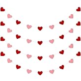Whaline 4 Pack Heart Garland Valentine's Day Bunting Banners String for Wedding, Party, Bridal Shower, Engagement, Home Decorations, 12 Meter