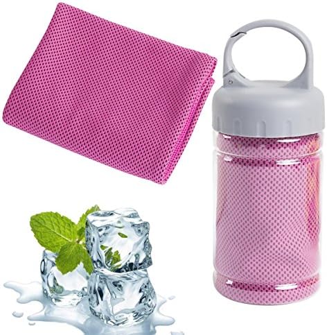 Omenu Cooling Towel Ice Towel Alfamo Cooling Towel for Sports, Workout, Fitness, Gym, Yoga, Pilates, Travel, Camping &amp; More (pink)