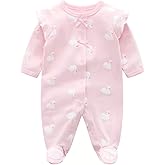 Babymine Baby One Piece Romper Soft Cotton Sleepwear Footed Jumpsuit for 0-12 Month Infant