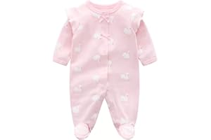 BABYMINE Baby One Piece Romper Soft Cotton Sleepwear Footed Jumpsuit for 0-12 Month Infant
