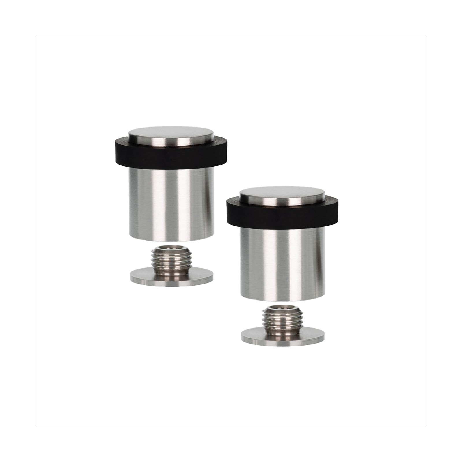 EVI Herrajes | Pack of 2 Stainless Steel Door Stops | Ø24x30mm | Floor Mounted | Silicone Protection | Includes Screw + Fastening Plug | Model I-18124x30-CB