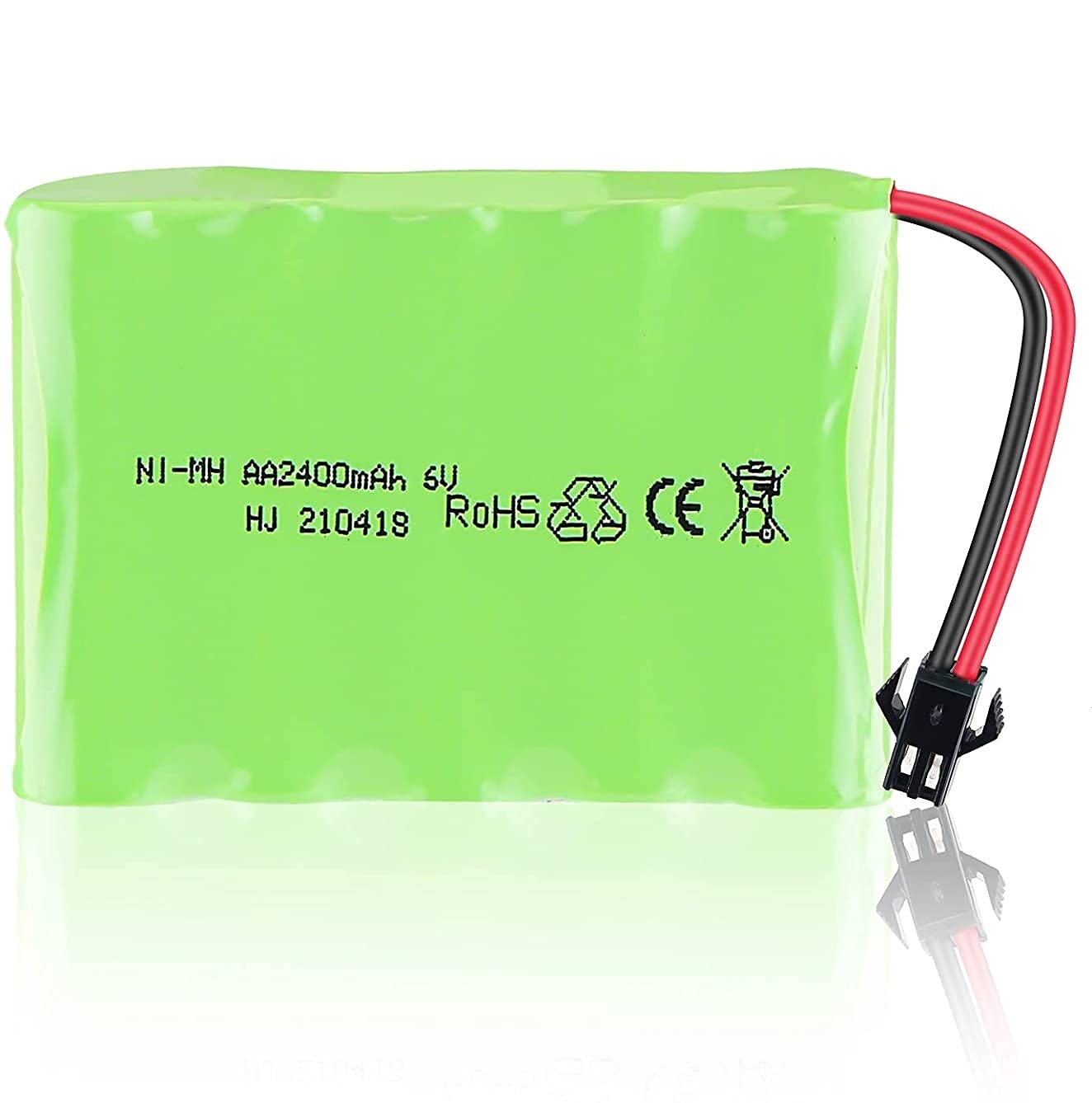 YUNIQUE GREEN-CLEAN-POWER - Rechargeable Battery 6V Ni-MH 2400mAh | For Remote Control Cars, Rc Rock Crawler | Dimensions 70X51X15 mm | Quick Charge, Green