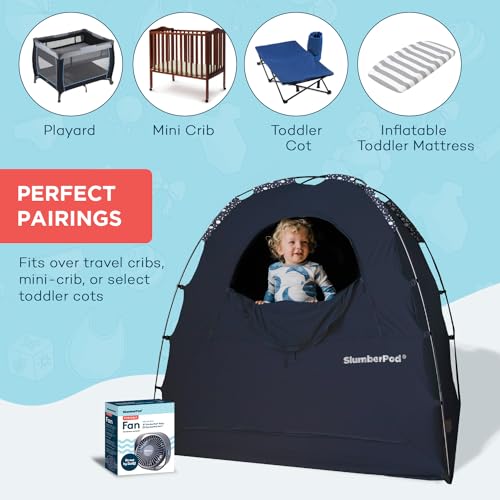 SlumberPod Portable Privacy Pod Blackout Canopy Crib Cover, Sleeping
