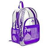 Clear Transparent School Book bag / Kids Backpack w/ Purple Color Trim