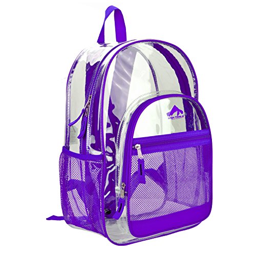 Clear Transparent School Book bag / Kids Backpack w/ Purple Color Trim