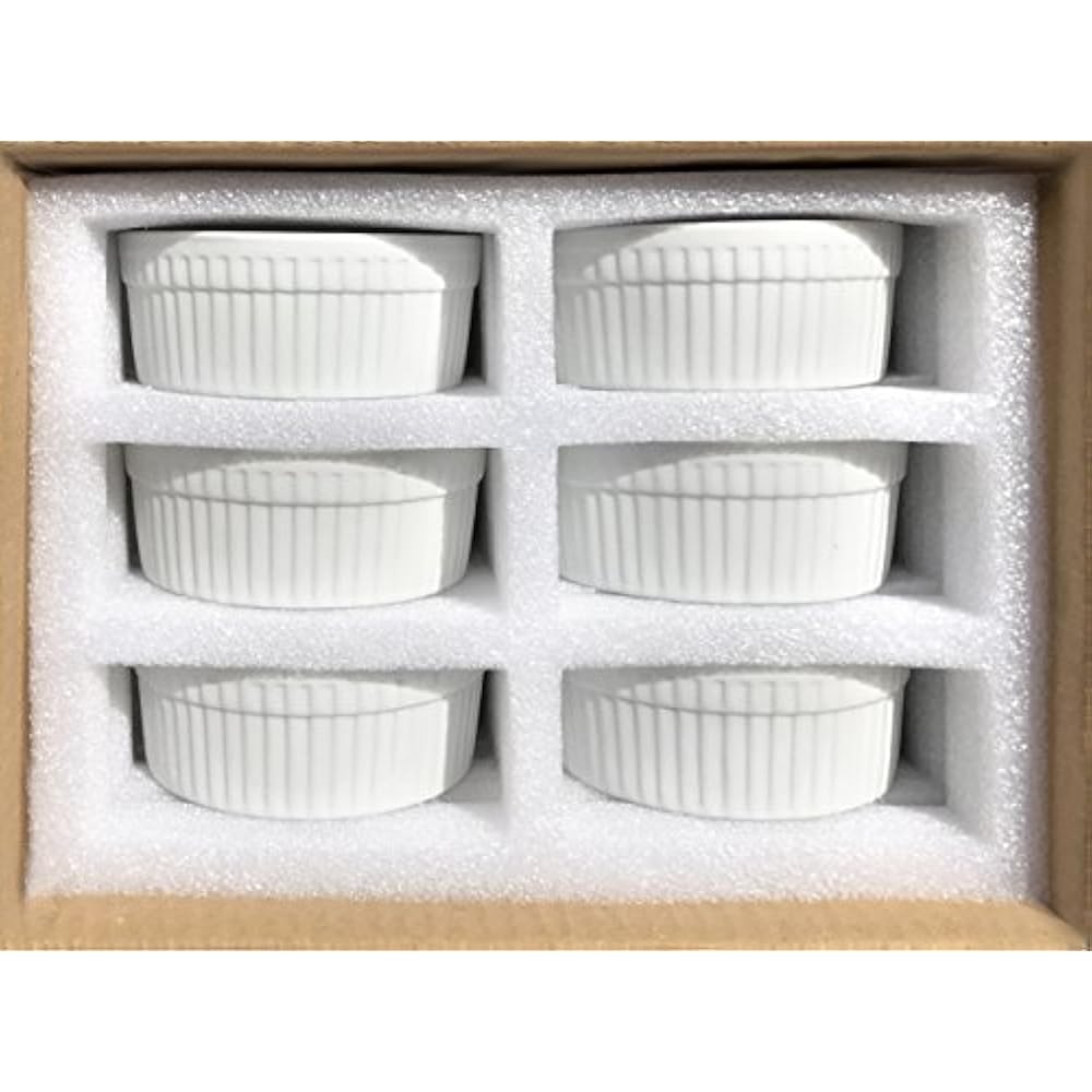 White Ramekins Porcelain 6Piece Set, 18oz. Dishwasher, Microwave And