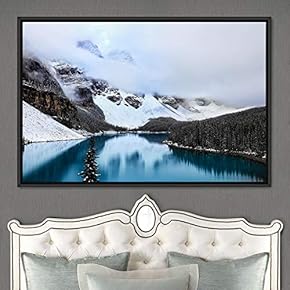 signwin Framed Canvas Wall Art Winter Lake Aerial...