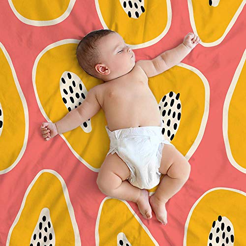 Mugod Papayas Throw Blanket Exotic Delicious Fruit Slice Black Dot Pink White Yellow Soft Cozy Fuzzy Warm Flannel Blankets Decorative for Baby Toddler Swaddle Pet Dog Cat 30x40 Inch
