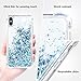 Maxdara Case for iPhone Xs Max Glitter Case 6.5 inches [Tempered Glass Screen Protector] Floating Liquid Luxury Sparkle Bling Shockproof Protective Pretty Fashion Cute Girls Women XS Max Case (Blue)