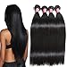 BuLaDou 10A Brazilian Straight Hair Weave Bundles 14 16 18inch Sew in Hair Extensions 100% Unprocessed Remy Human Hair Weft Pack of 3 Natural Color