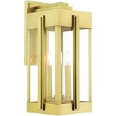 Livex Lighting Lexington 3 Light Natural Brass Outdoor Wall Lantern