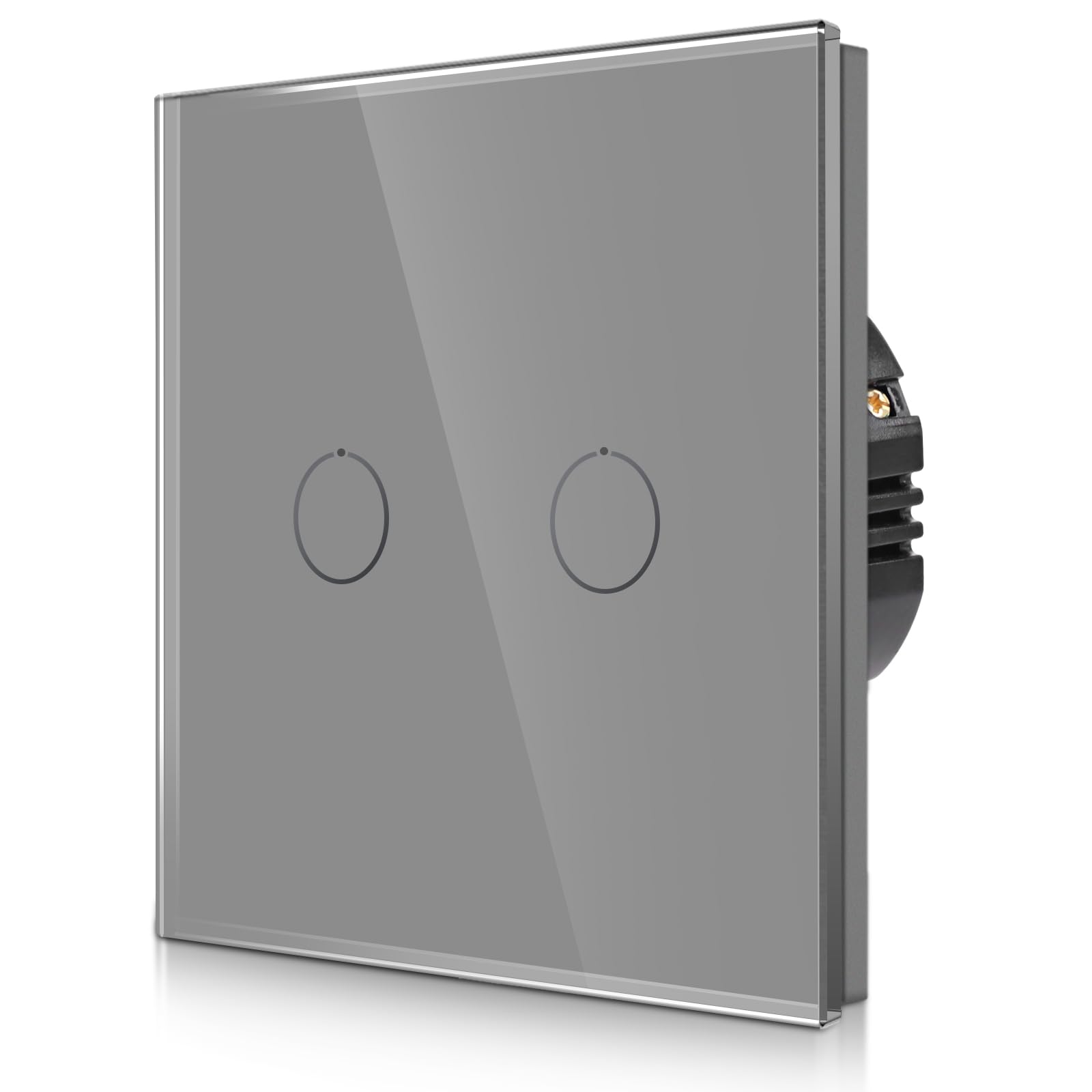 CNBINGO Touch Wechselschalter unterputz in Grau - Lichtschalter mit Status-LED und Glas Panel - Paar nur mit diese Serie Wechselschalter - 2 Fach Wandschalter
