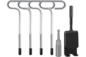 Mabellumia Universal Ice Anchor Tool- with Ice Anchor Drill Adapter Kit 4 Pcs Threaded Peg Ice Fishing Shelter Stake Nail 1pcs Impact Socket for Setting Up Ice Fishing Shelter Tent