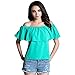 BLDO Women's Ruffles Off Shoulder Solid Chiffon Blouse Crop Top (S, Green)