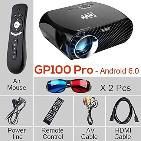 Proyector GP100 Pro, conjunto en Android 6.0.1, WiFi, Bluetooth ...