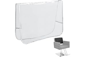 L'aimefois Salon Barber Chair Cover Protector - Prevents Damage, Clear Square, Easy Clean,Durable Vinyl Salon Chair Covers Fits Most Barber Chairs, Reinforced Precision Stitched Covers (Larger White)