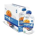 Plum Organics Mighty 4, Organic Toddler Food, Sweet Potato, Carrot, Blueberry, Apple, Greek Yogurt, Millet & Oat, 4 ounce pouch (Pack of 12)