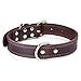 DAIHAQIKO Leather Dog Collar Genuine Leather Alloy Hardware Double D-Ring Dual Stitching 3 Best for Medium Large and Extra Large Dogs (L, Brown)thumb 1