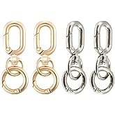 4Pcs Double Opening Swivel Clasp Clips, Key Chain Clips with Key Ring Zinc Alloy Spring Snap Hook for DIY Crafts,Jewelry Lanyard,Bag Accessories (Gold+Silver)