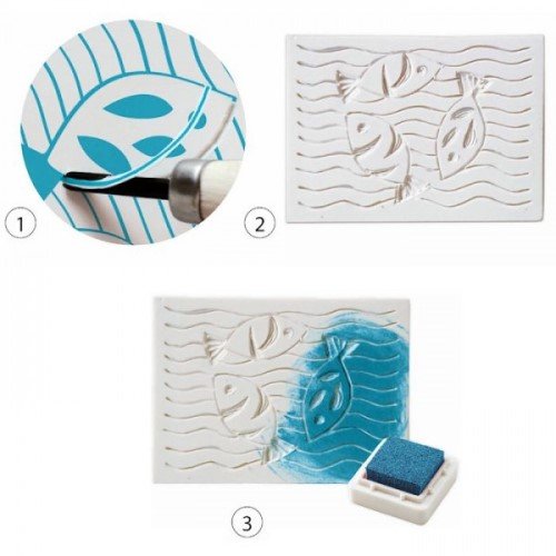 Djeco Workshops Rubber Engraving Kit, Make Your Own Decorative Rubber Stamps - Thumbnail 2