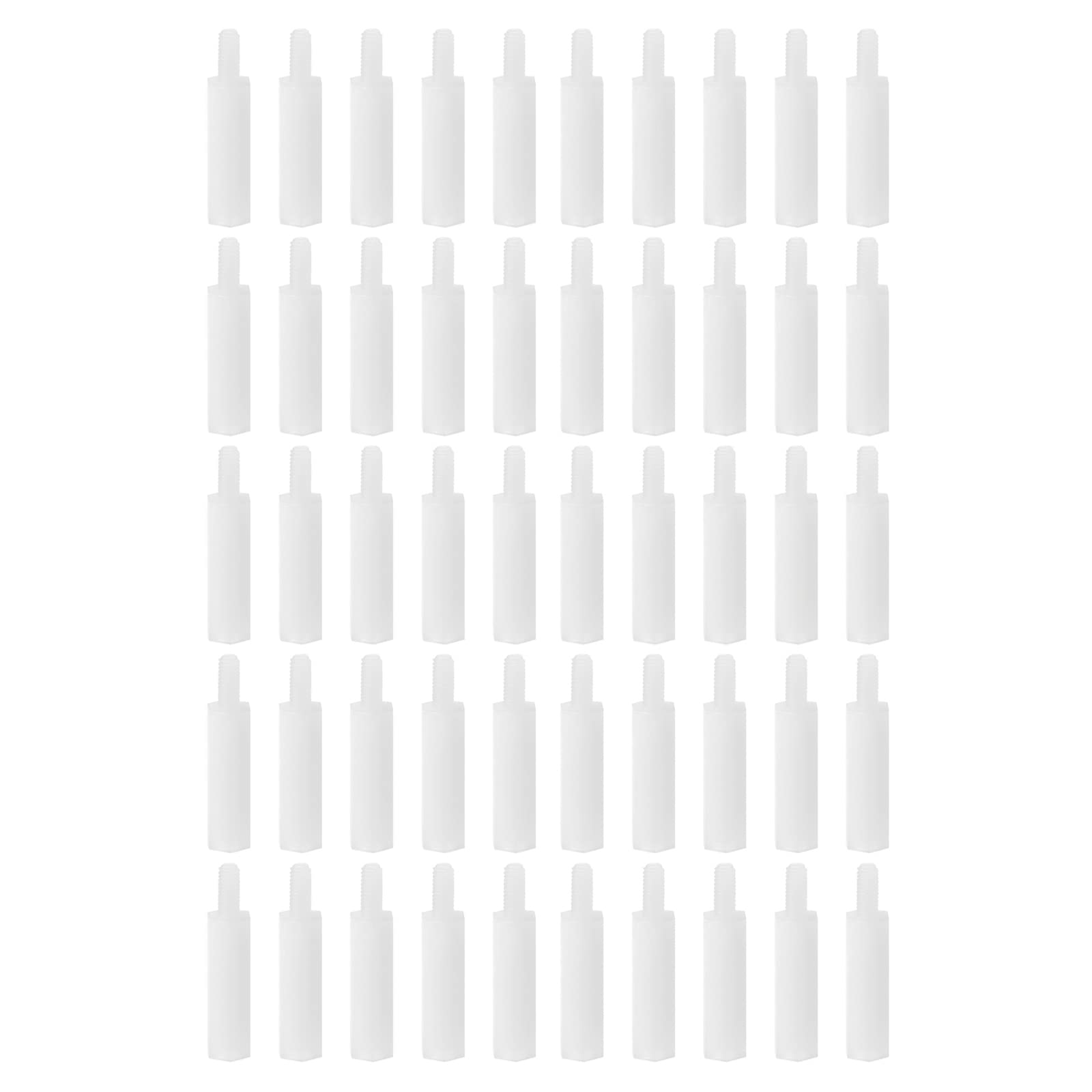 YOKIVE 50 Pcs M2.5 Standoff Screws, Nylon Hex PCB Standoffs with High Insulation Effect, Keep Height Consistent, Great for Motherboard (White, 20mm+6mm)