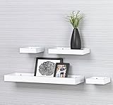 O&K Furniture Set of 4 Floating Ledge Shelves for Pictures and Frames, White