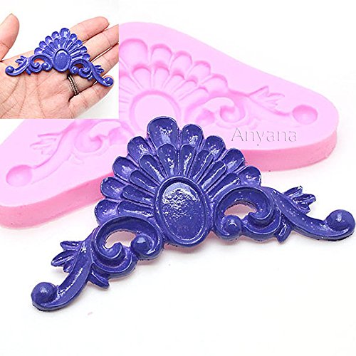 Anyana Wedding Vintage Scroll Baking Molds sculpted crown Silicone Fondant molds vintage Cake Decorating Tools Gumpaste Baroque cupcake topper decorations resin Clay Chocolate Candy Molds easy to use