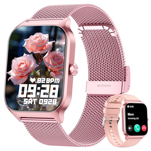 Popglory Smartwatch Herren Damen mit Blutdruckmessung, Bluetooth-Telefonie, AI Fitnessuhr Herzfrequenz, SpO2, Stress, Schlaf, 100+ Sportmodi Fitness Tracker, Schrittzähler, Geschenk für iPhone Android