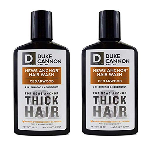 Duke Cannon News Anchor Thick Hair Wash 2-in-1 Shampoo and Conditioner for Men, 10oz - Cedarwood (2 Pack)