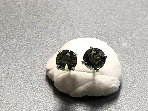 6mm Faceted Green Moldavite Post Earrings Prong set in Sterling Silver