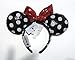 Disney Parks Sequin Minnie Mouse Ears Headband Black White Polka Dot Red Bow