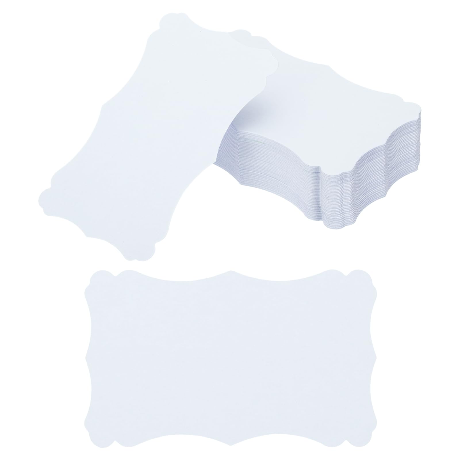 PATIKIL 3"x5" Blank Paper Business Cards, 120 Pack Small Index Flash Cards Words Message Note Card Mini Paper Tags Lace for DIY Gift, White