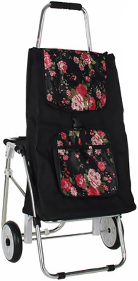 RulNet G&M Trolley Dolly with Seat, Shopping Grocery Foldable Cart Tailgate Lightweight Laundry, Shopping, Grocery