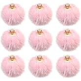 SUPVOX Diy Earrings Accessories 24Pcs Faux Fur Pom Pom Ball Pendants 0.59 Inch Lightweight Charms for Jewelry Making Necklace Bracelet Keychain Crafts