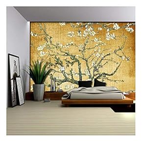 Yellow Textured Almond Blossom by Vincent Van Gogh - Wall Mural, Removable Sticker, Home Decor - 66x96 inches