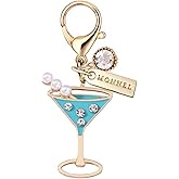 MONNEL MC465 Little Crystal Cocktail Lobster Clasp Charm for Women with Velvet Bag (Blue,1 Piece)