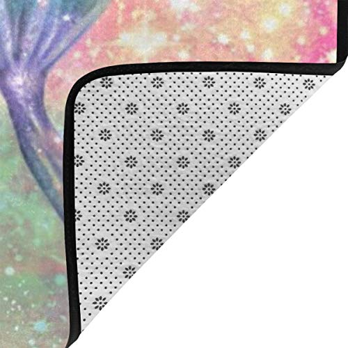 Bedroom Living Room Kitchen Extra Large Kitchen Rugs Home Decor - Magic Tail Glitter Pink Mermaid Floor Mat Doormats Fast Dry Toilet Bath Rug Yoga Mat Throw Rugs Runner