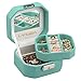 LANGRIA Lockable Jewelry Box, Small Travel Jewelry case/Organizer with Mirror, Octagonal Shape, Compact Size, Makeup and Accessories Storage Organizer (Pale Green)