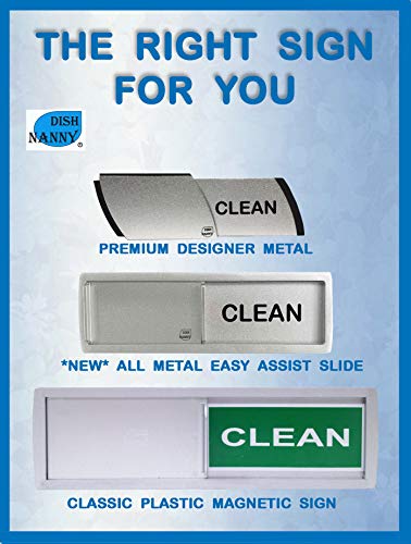 2020 Dish Nanny (Silver Stainless) Dishwasher Magnet Clean Dirty Sign, NEWEST DESIGN Non-Scratching Backing/Optional Sticky Tab Adhesion, Indicator Works for Dishwashers