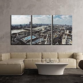 London City Skyline Panorama in Sunny Day x3 Panels