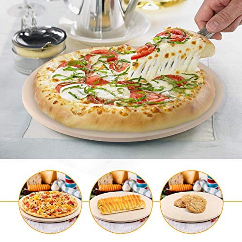 Pizza Stone, Cakie Thermarite Engineered Tuff Cordierite Durable, Certified Safe for Ovens & Grills 16 Round 5/8 Thick for Best Crispy Crust Pizza
