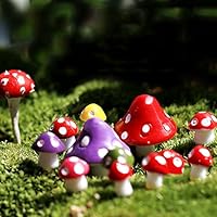 yanQxIzbiu Garden Resin Decor, Miniature Mushroom Micro Landscape Bonsai Succulent Plants Mini Garden DIY Decor - Mixed Color S- Best Indoor Outdoor Decorations for Patio Yard Office and House