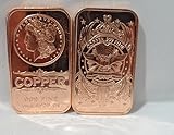 Five 1 OZ. Morgan Ingots .999 Fine Copper Bullion Art Bars