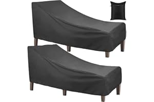 2pcs Patio Chaise Lounge Chair Cover Skyour Waterproof Dustproof Outdoor Recliner Cover UV Tear Resistant Bench Chaise Longue Chair Protector Furniture Covers for Garden Yard (2)