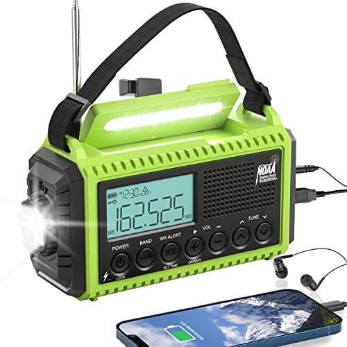 Weather Radio Emergency Hand Crank Solar Radio, 5000 AM/FM/SW/NOAA