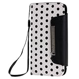 IKASEFU(TM) 2 in 1 PU Leather Detachable Wallet Case for iPhone 5 5S - Protective Flip Cover Case with Stand and Card Holders (White with Black Polka Dots)